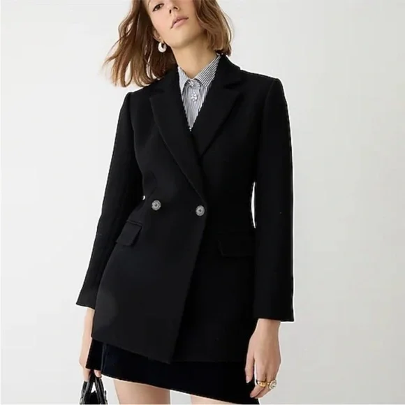 J. Crew evening blazer jacket in Italian double cloth wool blend black size 8